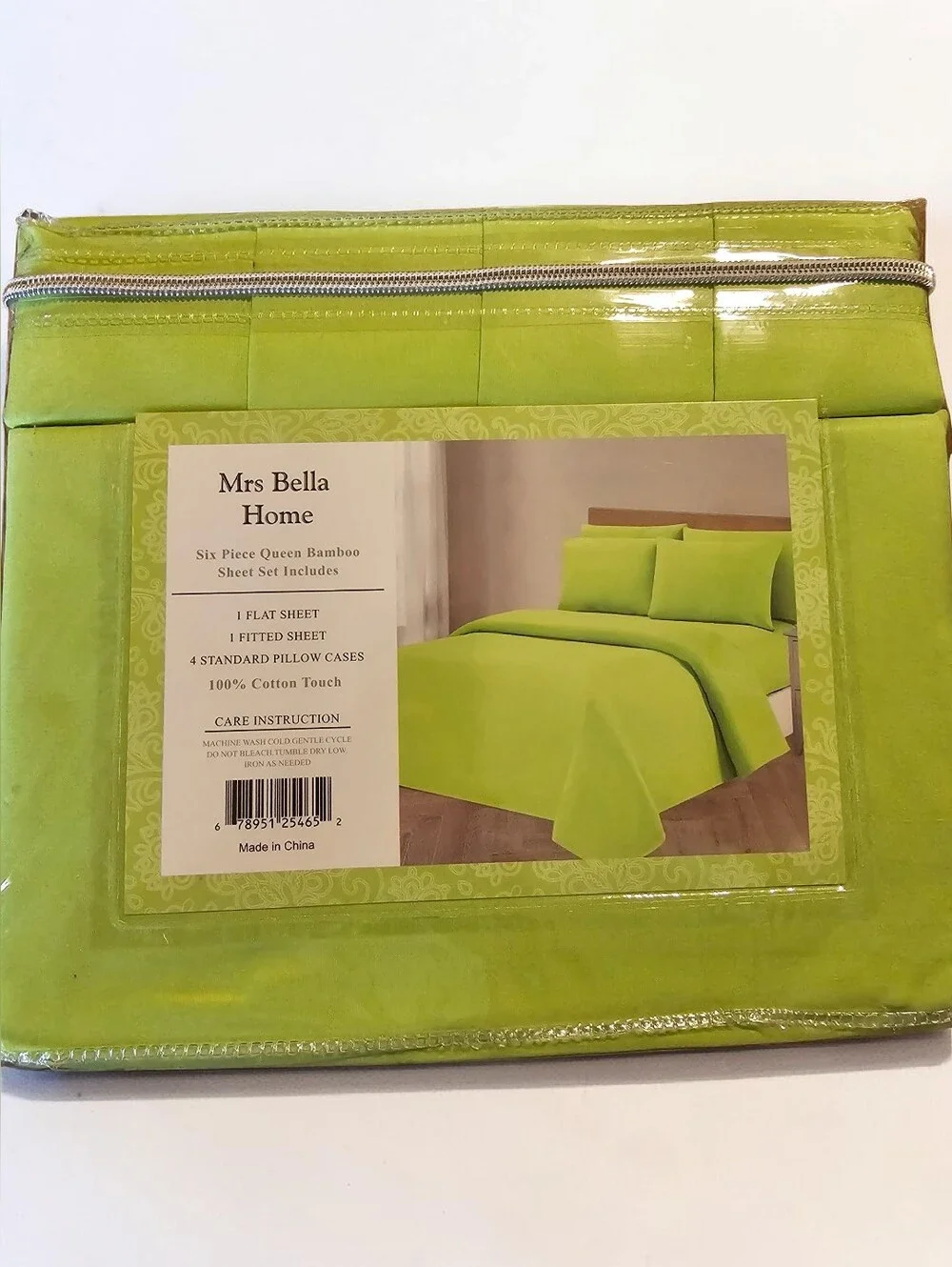 Mrs. Bella Home Lime Green 6pc  Bamboo Sheet Set - Queen NEW